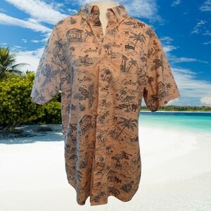 Columbia Tropical Print Button Up Short Sleeve Shirt Medium